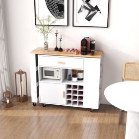 Reversible Folding Kitchen Island Cart with Wine Rack and Spice Rack Reversible Folding Kitchen Island Cart with Wine Rack and Spice Rack